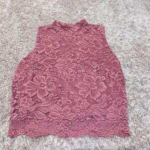 Elegant Lace Sleeveless Top - Pink